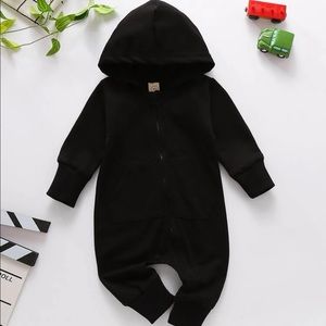 Baby boy solid zip up hooded jumpsuit 3-6 months